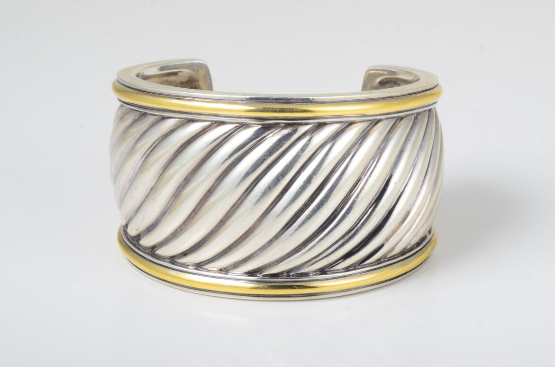 David Yurman Silver Gold Cuff Bracelet (1 of 3)