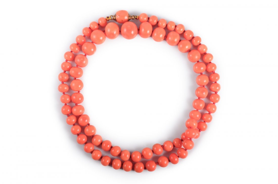 Single Strand Coral Bead Necklace (1 of 2)