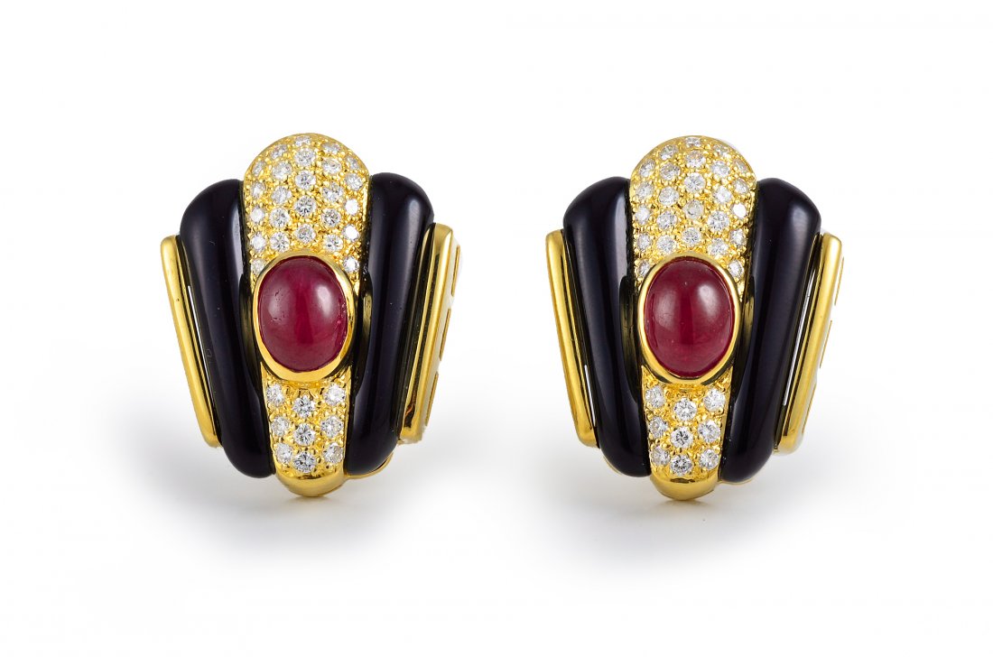 Ruby Diamond Onyx Earclips (1 of 3)