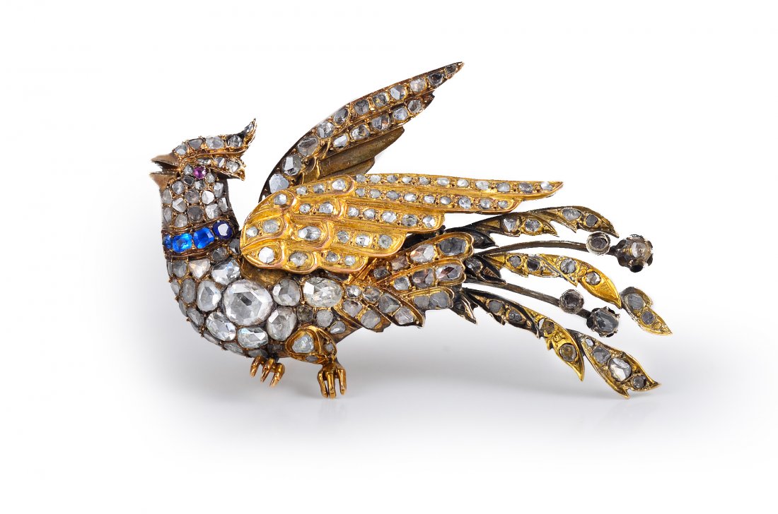 Georgian Gold Diamond Bird Brooch (1 of 2)