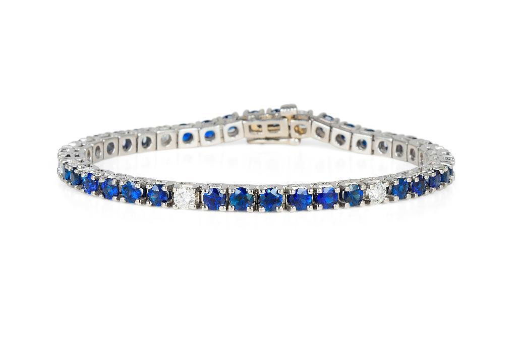 A Platinum, Sapphire and Diamond Bracelet (1 of 4)