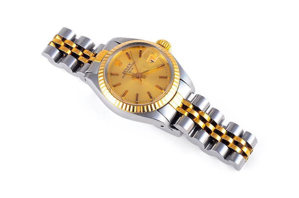 A Two Tone Gold Lady's Rolex Oyster Perpetual Date (1 of 4)