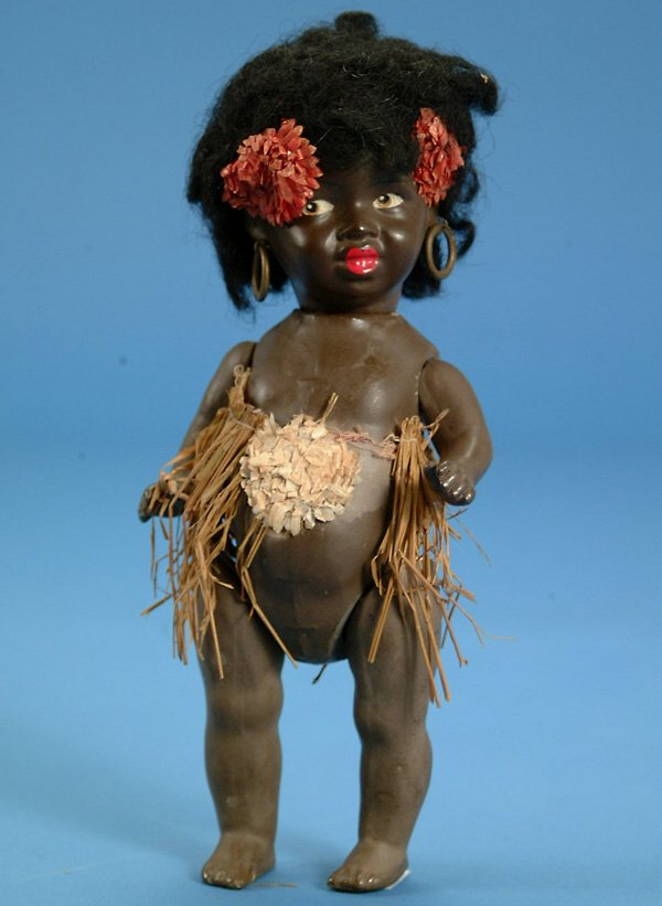9" Recknagel painted comp black toddler, br. painte