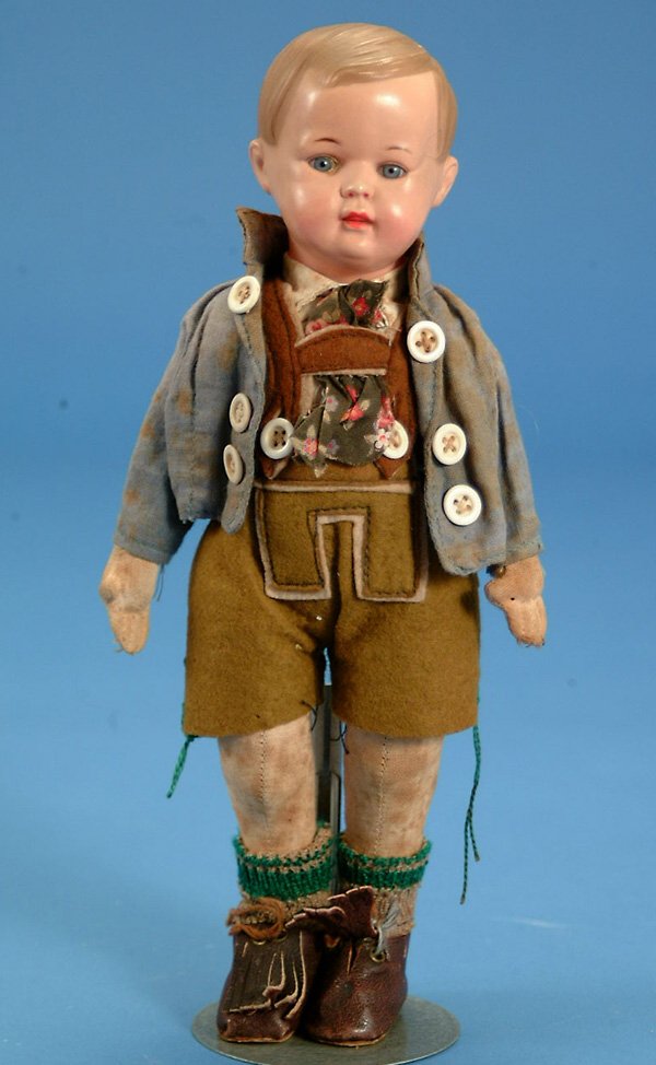 11" German boy, turtle mark celluloid head , bl. gl