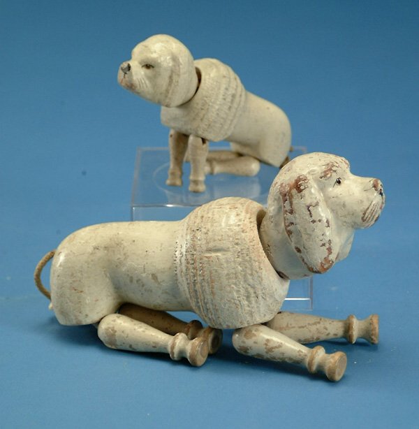 Lot (2) Schoenhut poodles incl large ptd eye & redu