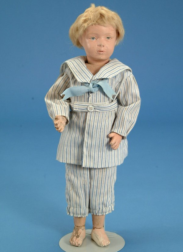 15" Schoenhut Boy, intaglio painted bl. eyes, all w