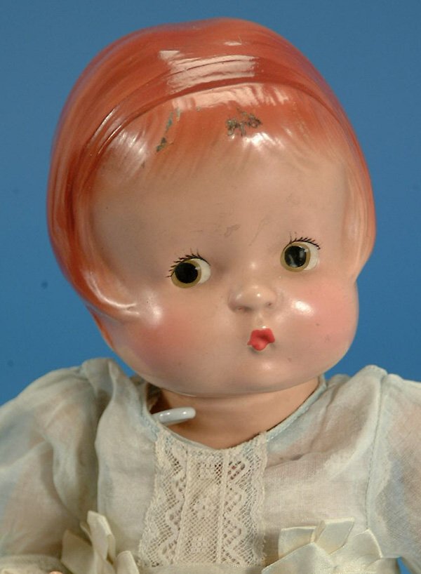 14" Effanbee Patsy, all comp, ptd. br. eyes, molded: 14" Effanbee Patsy, all comp, ptd. br. eyes, molded hair, vintage clothes,VG-EX, (est. $100 - $200)