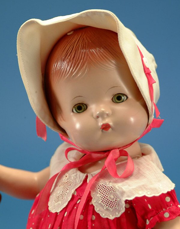 16" Effanbee Patsy Joan, all comp, molded hair, gr: 16" Effanbee Patsy Joan, all comp, molded hair, gr. sl. eyes, orig clothes, shoes, & box w/tape repairs, EX, (est. $400 - $600)