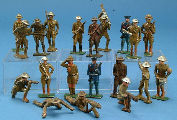 Lot (20) Grey Iron Soldiers incl boyscouts, machine