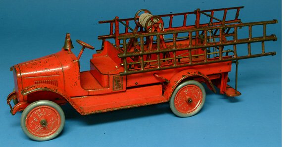 Buddy L Hook & Ladder Fire Truck, pressed steel, f