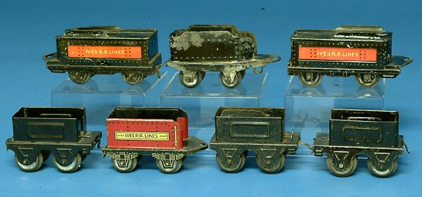 Lot: (7) O Gauge Tenders incl Ives, G, (est. $50 -
