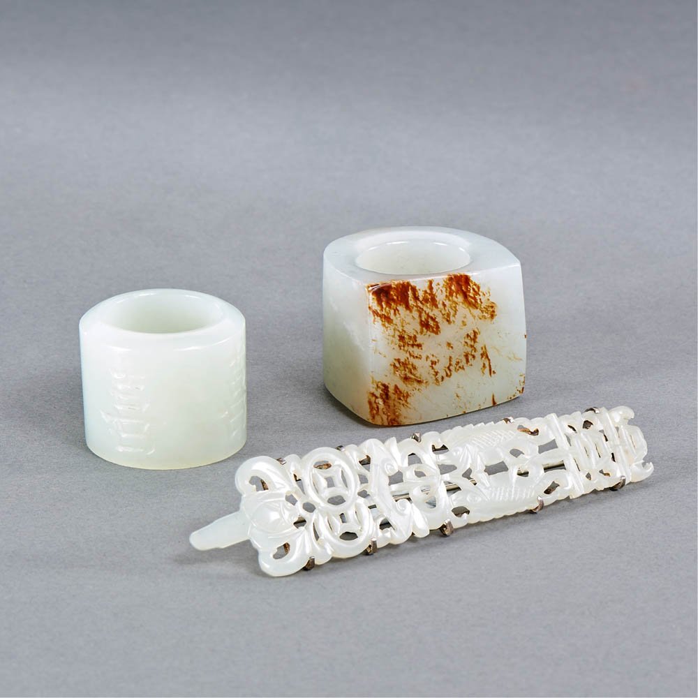 THREE CHINESE WHITE JADE CARVINGS (1 of 1)