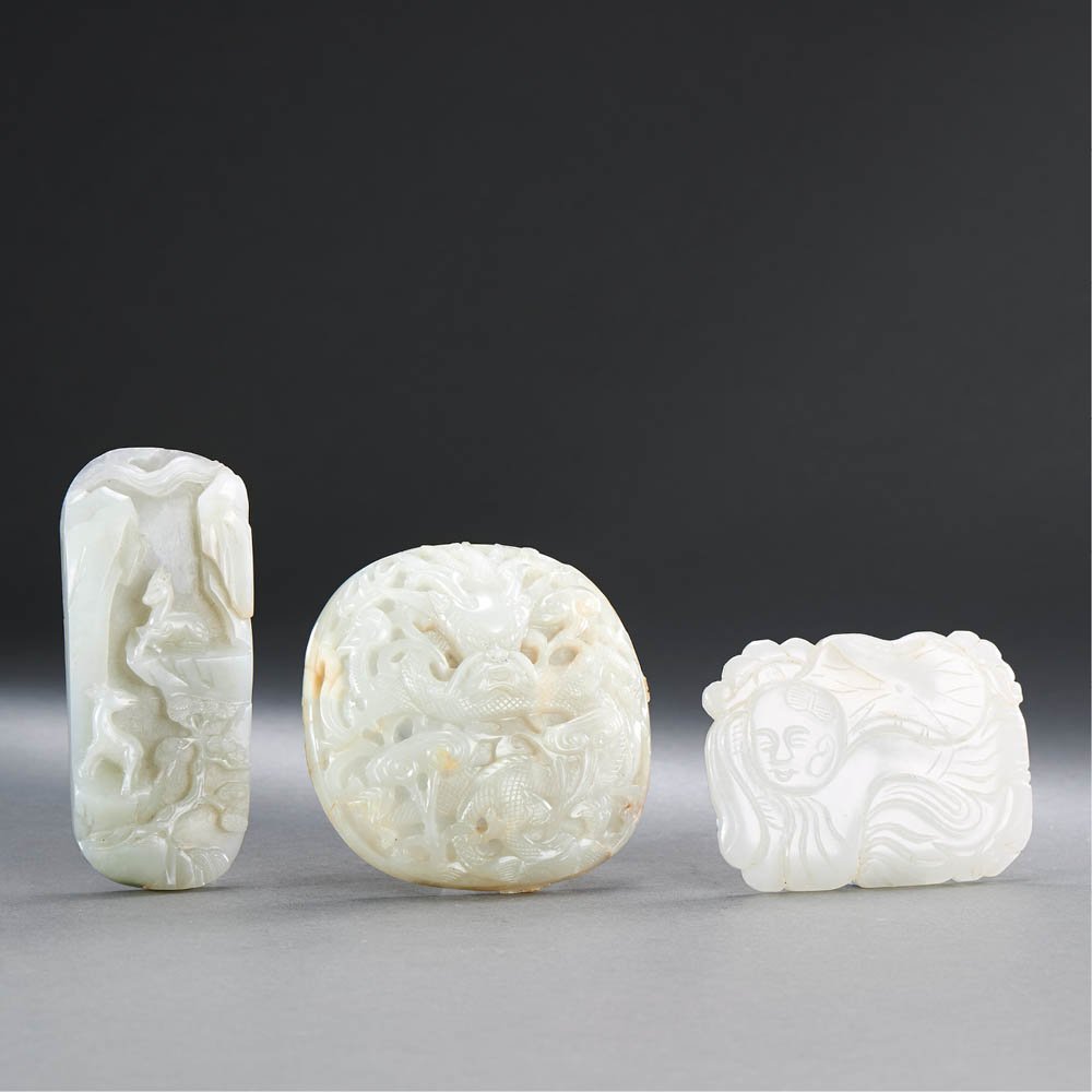 A GROUP OF CHINESE THREE JADE CARVINGS (1 of 1)