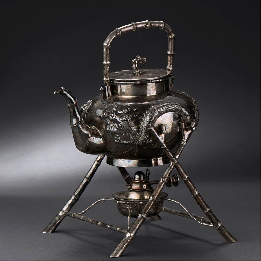 A CHINESE DRAGON HANGING TEAPOT WITH HEATER (1 of 1)