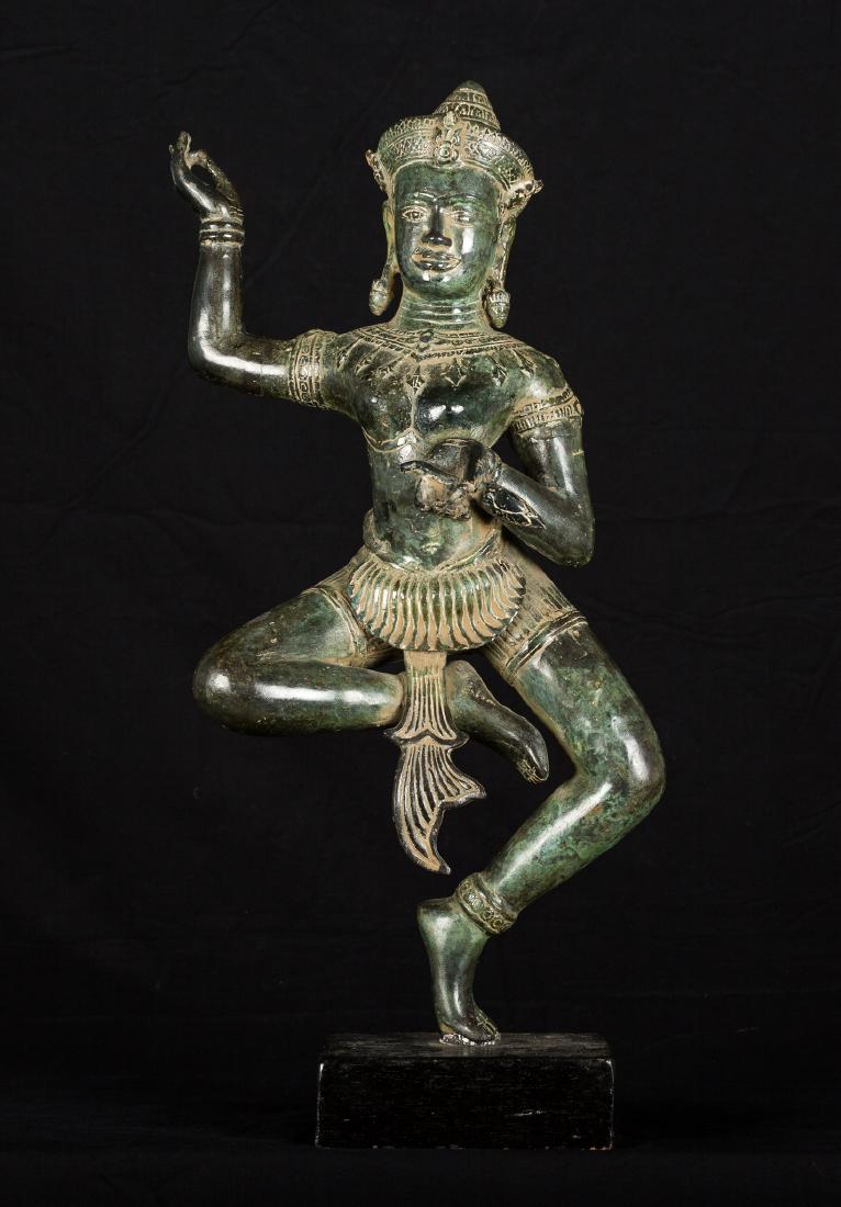 Antique Khmer Style Bronze Apsara or Angel Statue (1 of 3)