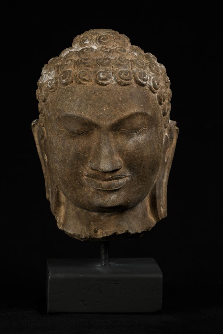 18th Century Dvaravati Stone Thai Buddha  Head (1 of 3)