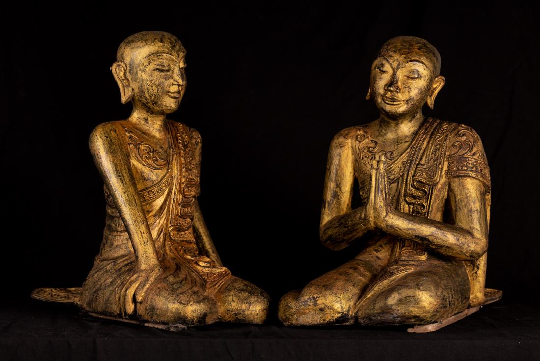19th Century Burmese Buddha Disciples (Pair) (1 of 11)