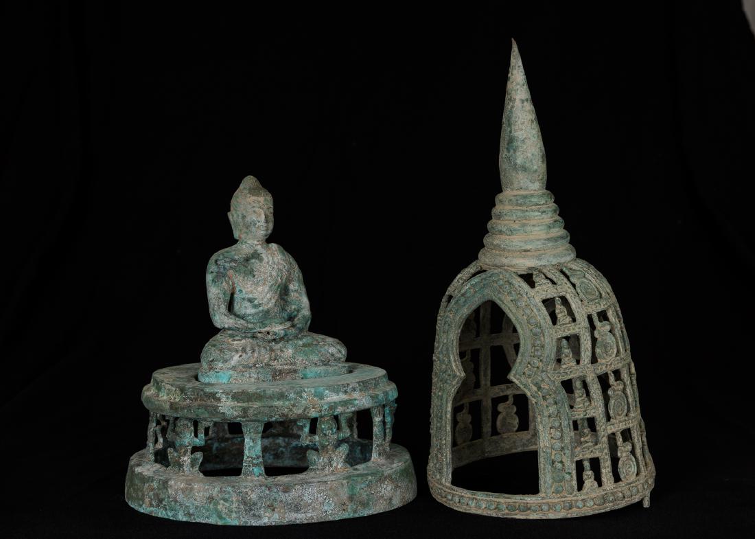 19th Century Caged Ghandara Indian Buddha in Meditation (1 of 6)