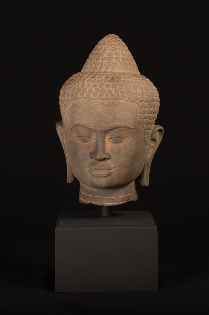 18th Century Thai Dvaravati style sandstone Buddha Head (1 of 5)