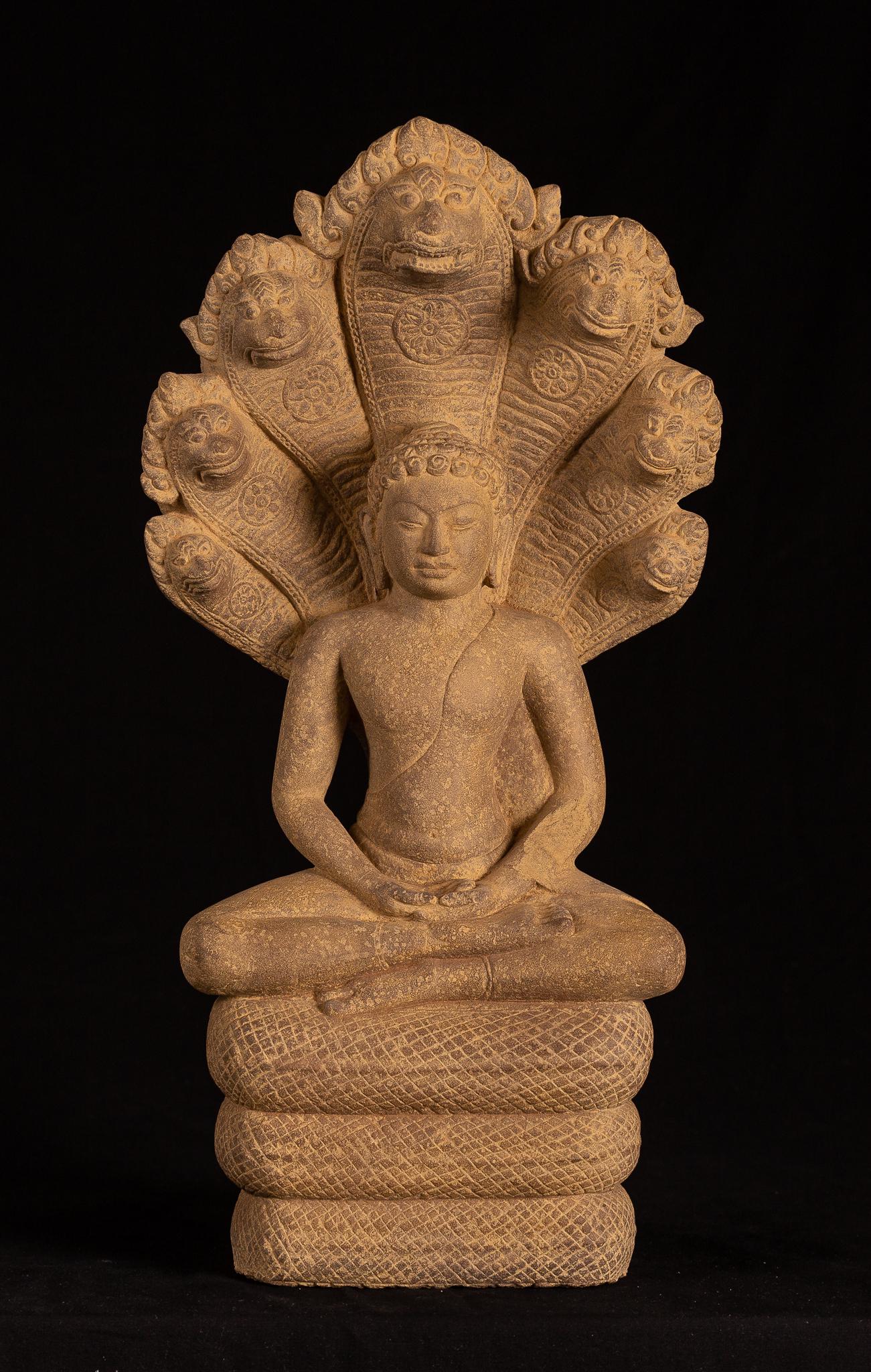 18th Century Thai Stone Naga Enthroned Meditation (1 of 10)