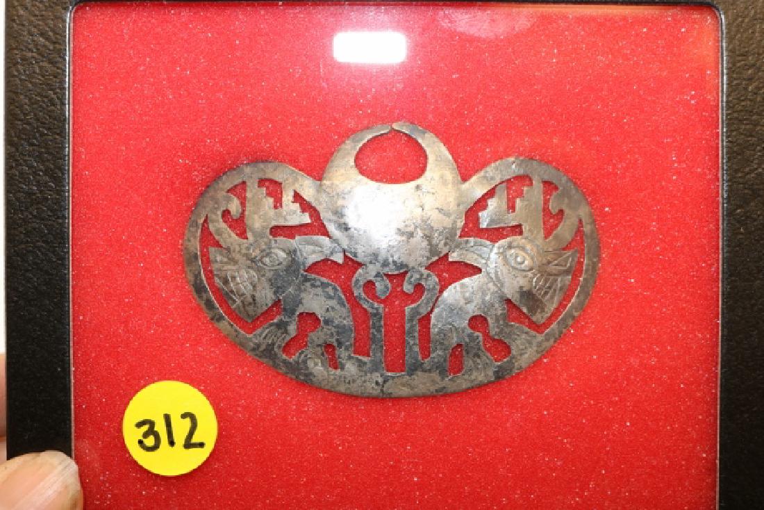 312. 3 ½” x 2 ¼” Incan silver nose pendant, warrior (1 of 1)