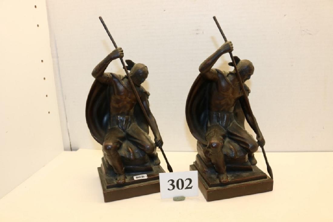 Pair Indian /Spear Bronze Bookends (1 of 2)