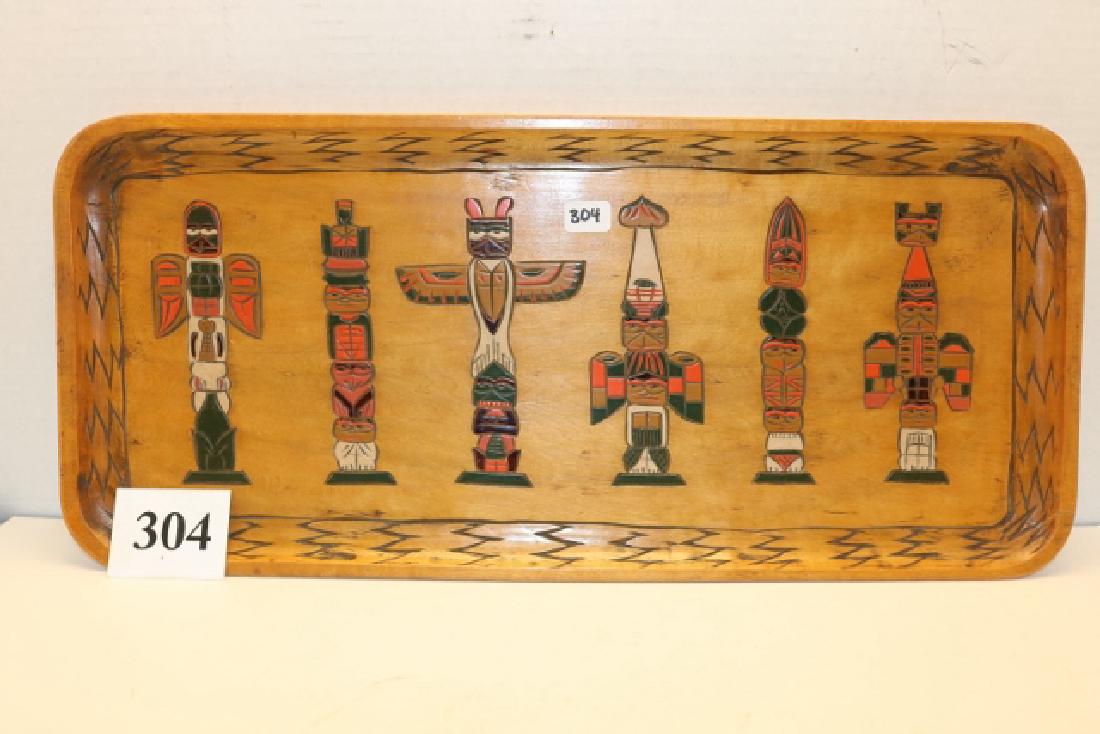 Wood Tray, Painted Totem Poles (1 of 1)