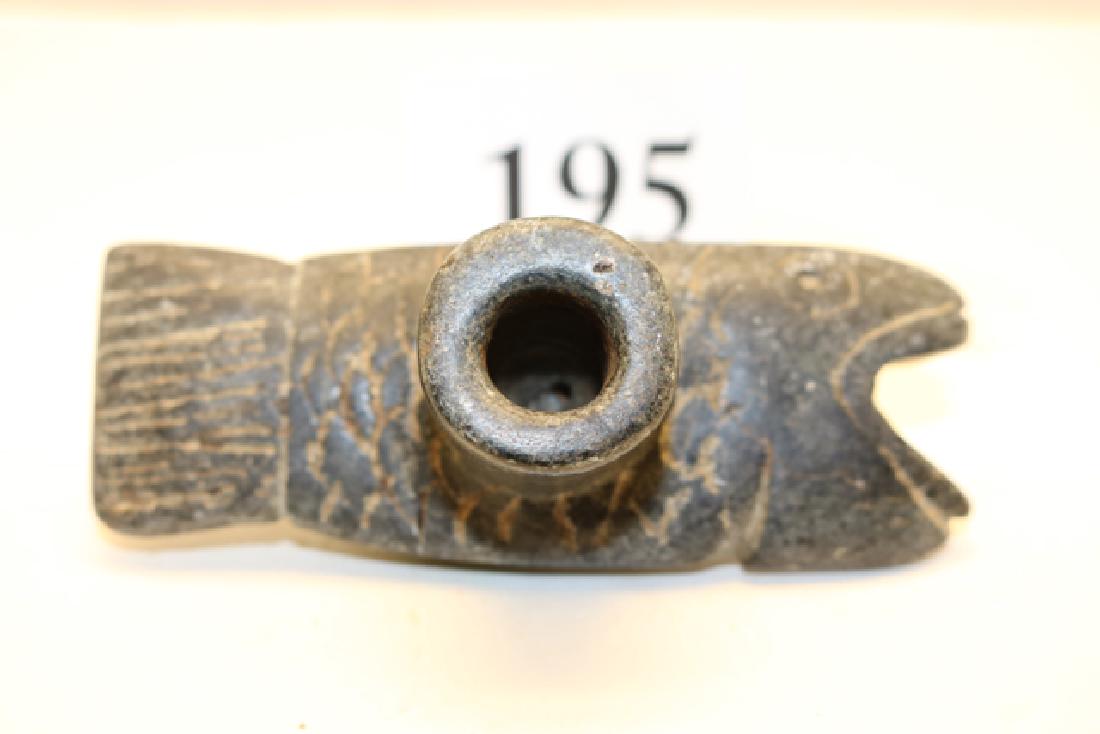 Carved Steatite Fish Effigy Pipe (1 of 2)