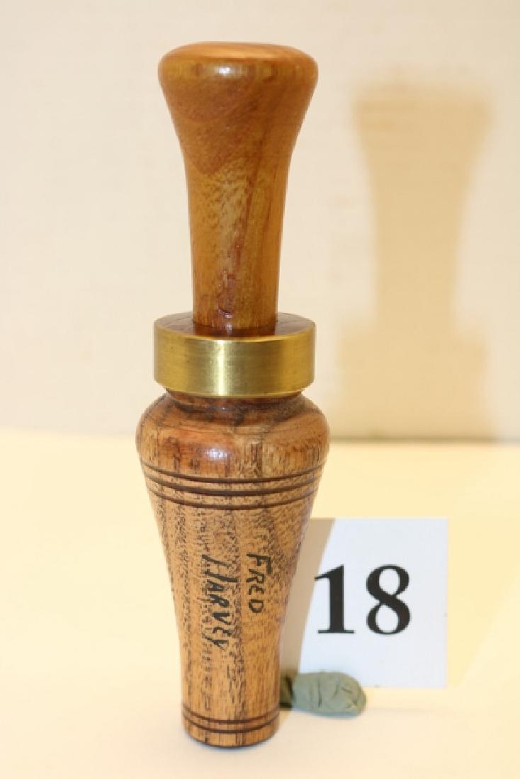 Fred Harvey signed 5 1/2" duck call (1 of 2)