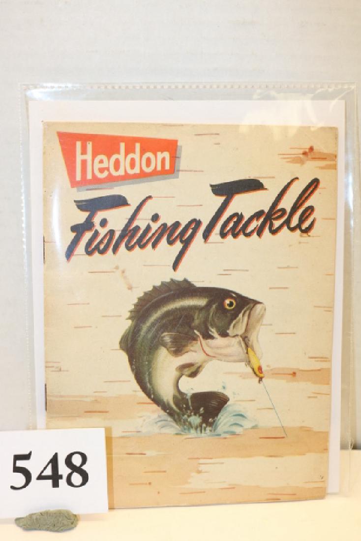 Heddon 1952 color catalog: Heddon 1952 color catalog of 32 pages measuring 5" x 6 1/2" with staple bound spine. Wonderful reference for lures of the period. Shows only minor in-use wear, overall VG+++ to excellent-. $40-80 (OBV