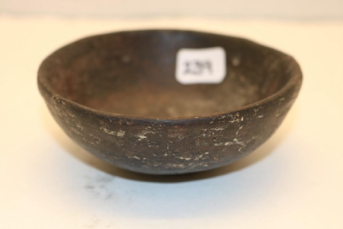 Black Bowl: 3 3/4" x 1 1/4" Black Bowl found about 1900 by Dr. S. J. Fuller in Guadalajala, Mexico in lava bed, Ex. Sam Dickinson