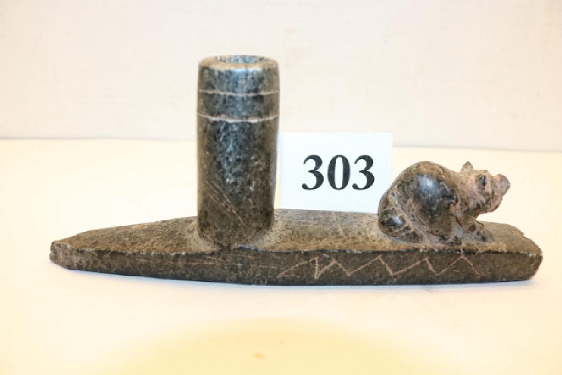Steatite Raccoon Effigy Pipe (1 of 3)