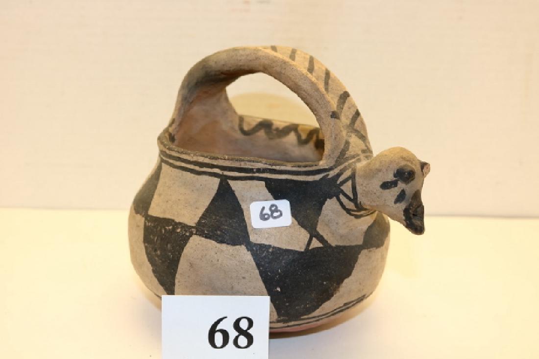 Black on White Handled Bird Pot (1 of 2)