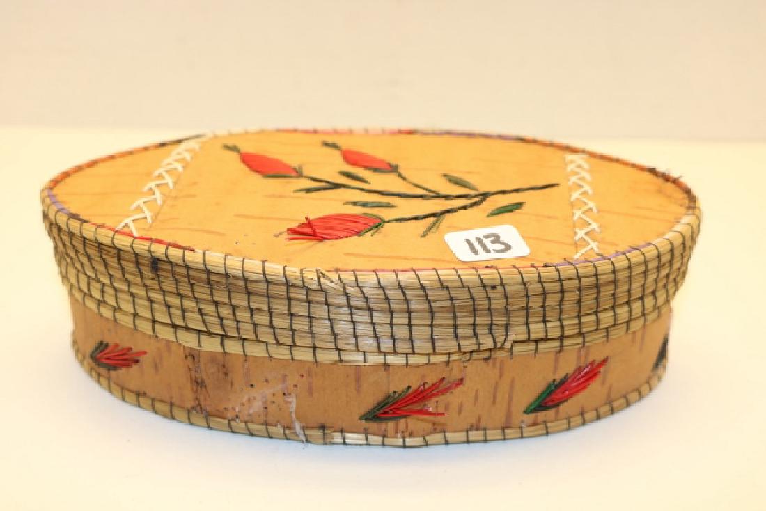 Birch Bark Oval Lidded BasketNO SHIPPING OUT OF COUNTRY (1 of 2)