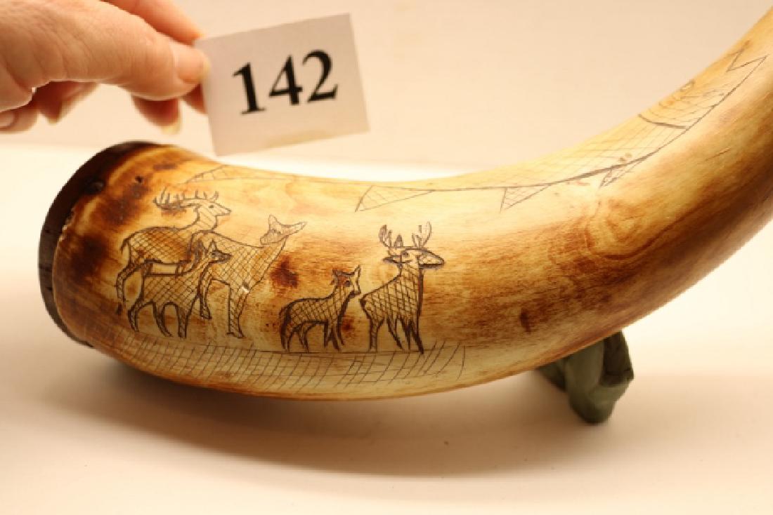 Scrimshawed Powder Horn NO SHIPPING OUT OF COUNTRY (1 of 3)