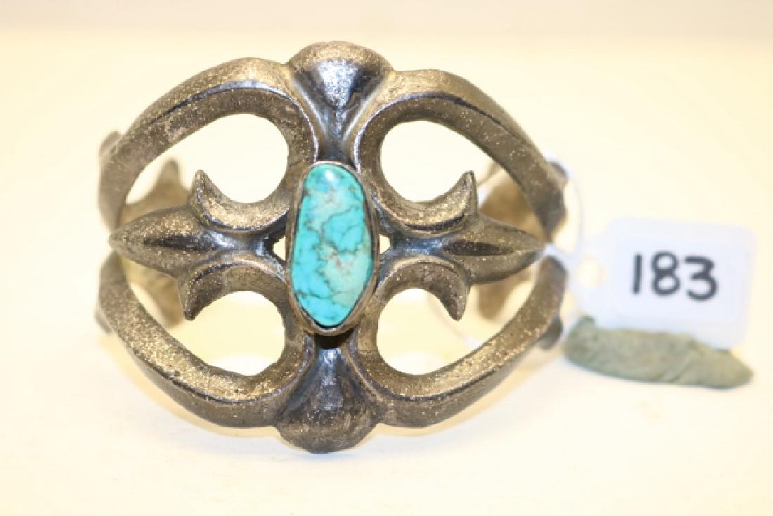 Cast Silver Bracelet with turq. (1 of 1)