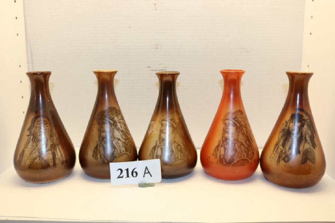 5 Glass Hand Painted Indian Portrait Vases – all 7 (1 of 4)