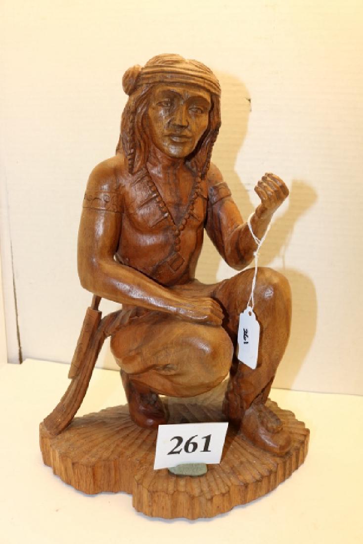 Carved Kneeling Wood Indian (1 of 2)