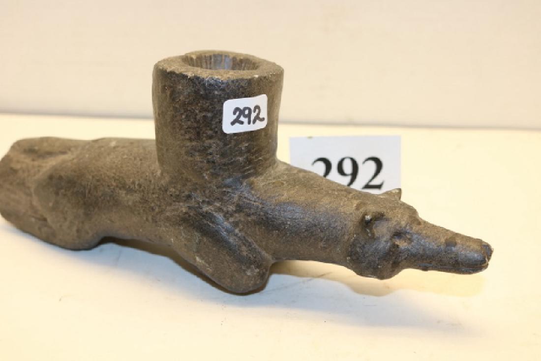 Carved Steatite Wolf Pipe (1 of 2)