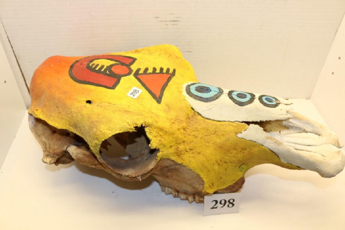 18" Painted Buffalo Skull NO SHIPPING OUT OF COUNTRY (1 of 3)