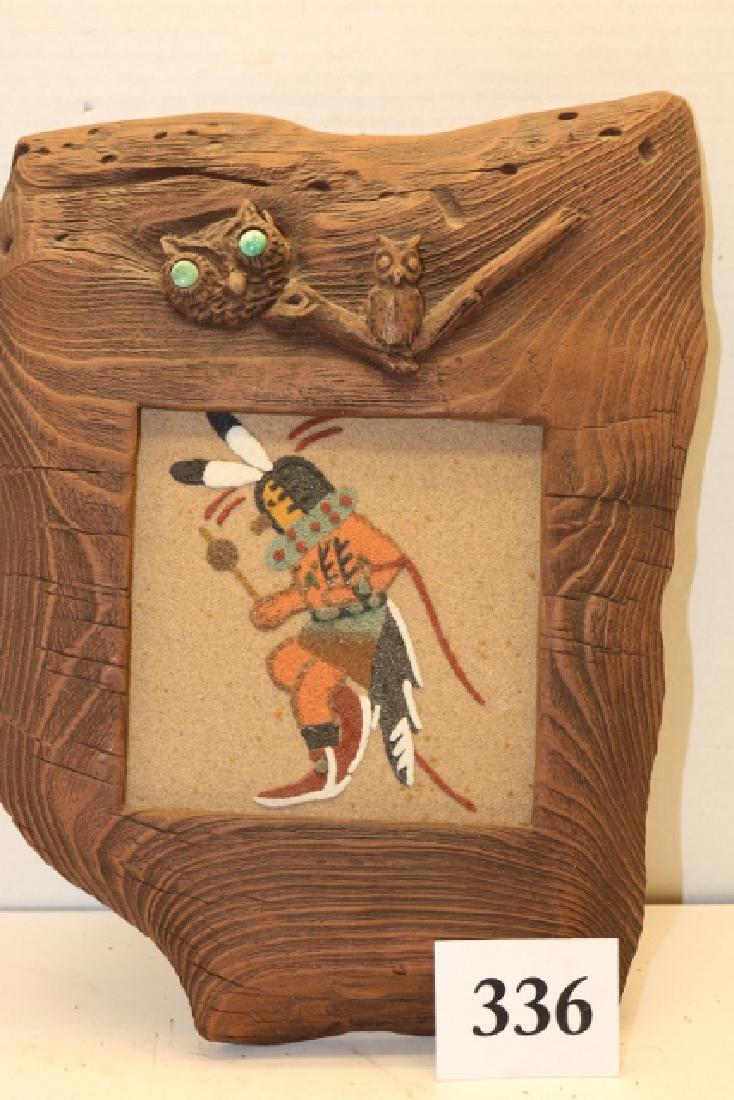 Carved Weathered Wood Frame /Sand painting (1 of 1)
