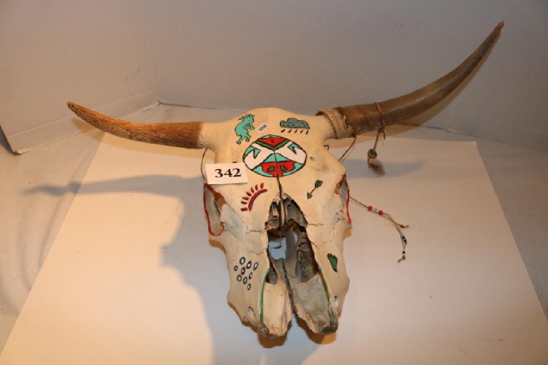 Painted Steer Skull NO SHIPPING OUT OF COUNTRY (1 of 2)
