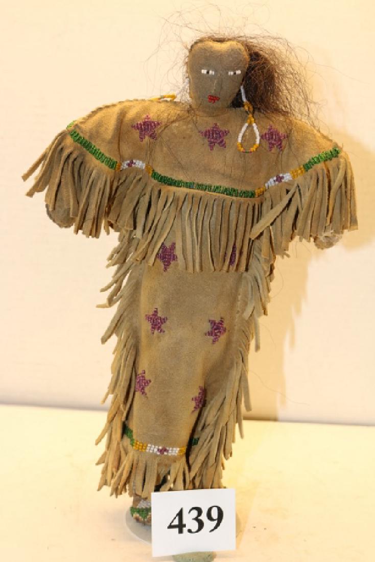 Leather Bead Decorated Fringed Plains Doll (1 of 2)