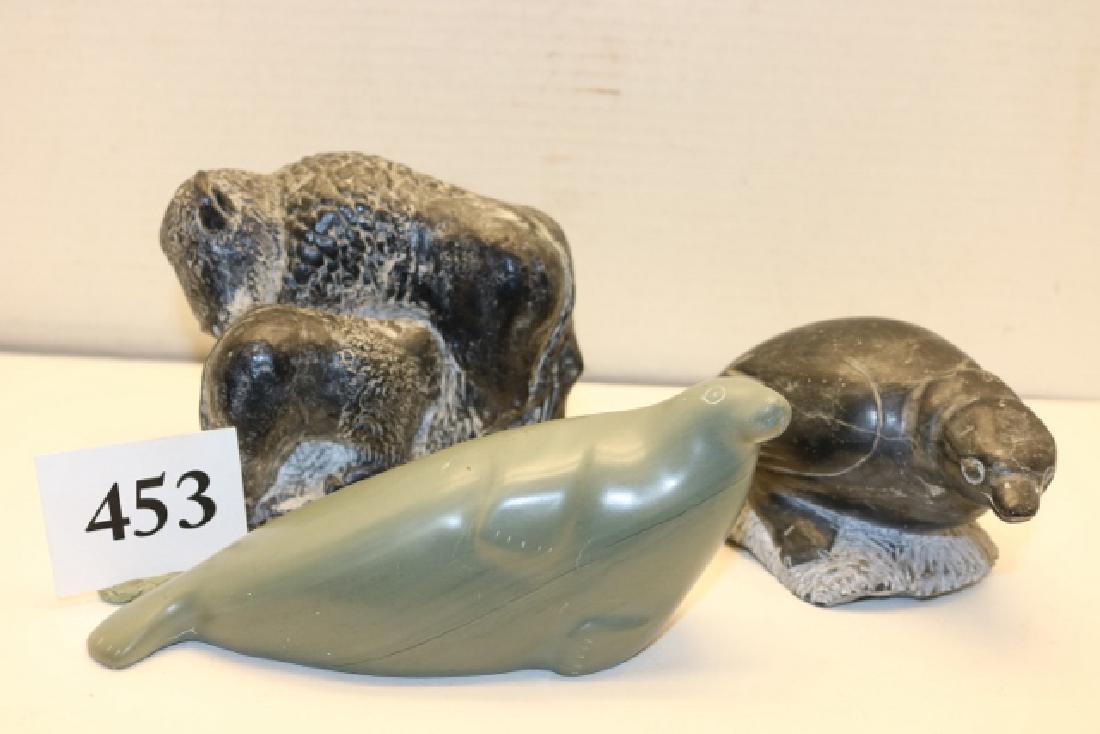 2 Soapstones, 1 Greenstone Figures: 2 Soapstones, 1 Greenstone Figures