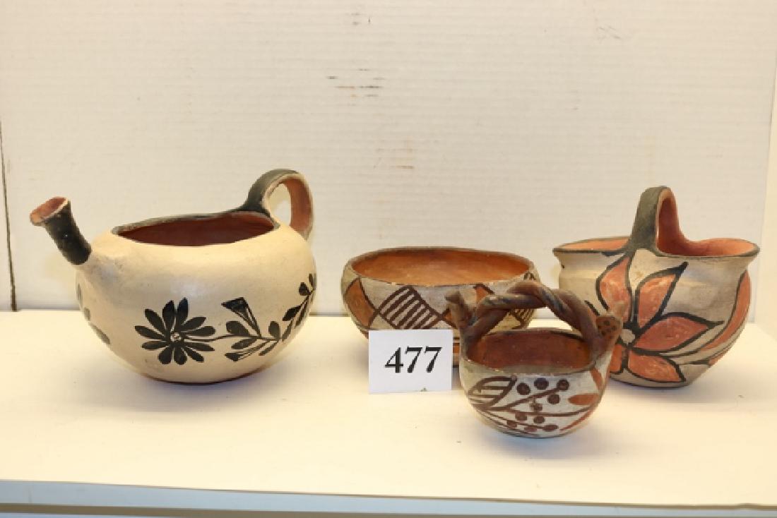 3 Santo Domingo Items: Bowl, Pottery Basket (1 of 2)