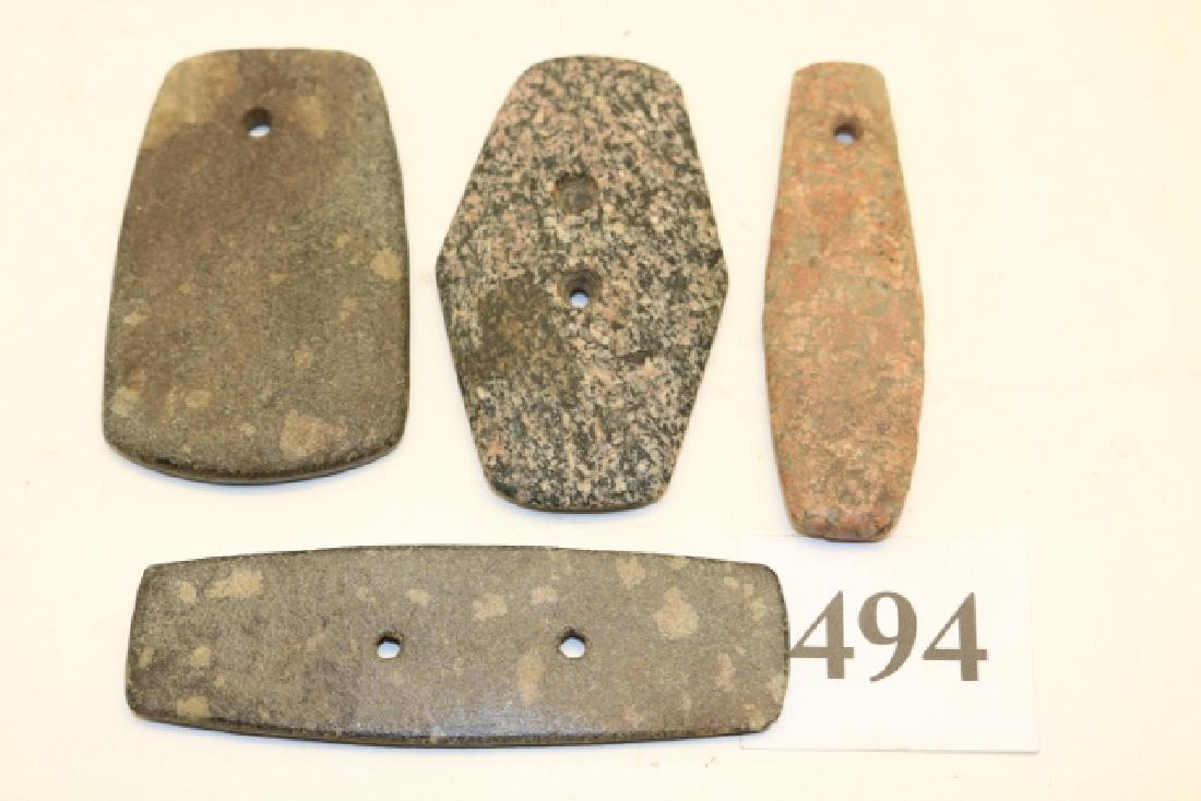 2 Hardstone Pendants, 2 Hardstone Gorgets: 2 Hardstone Pendants, 2 Hardstone Gorgets – all age uncertain