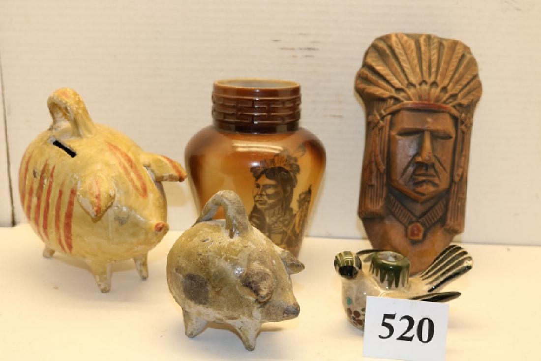 2 Pottery Pigs, Milk Glass Vase (1 of 1)