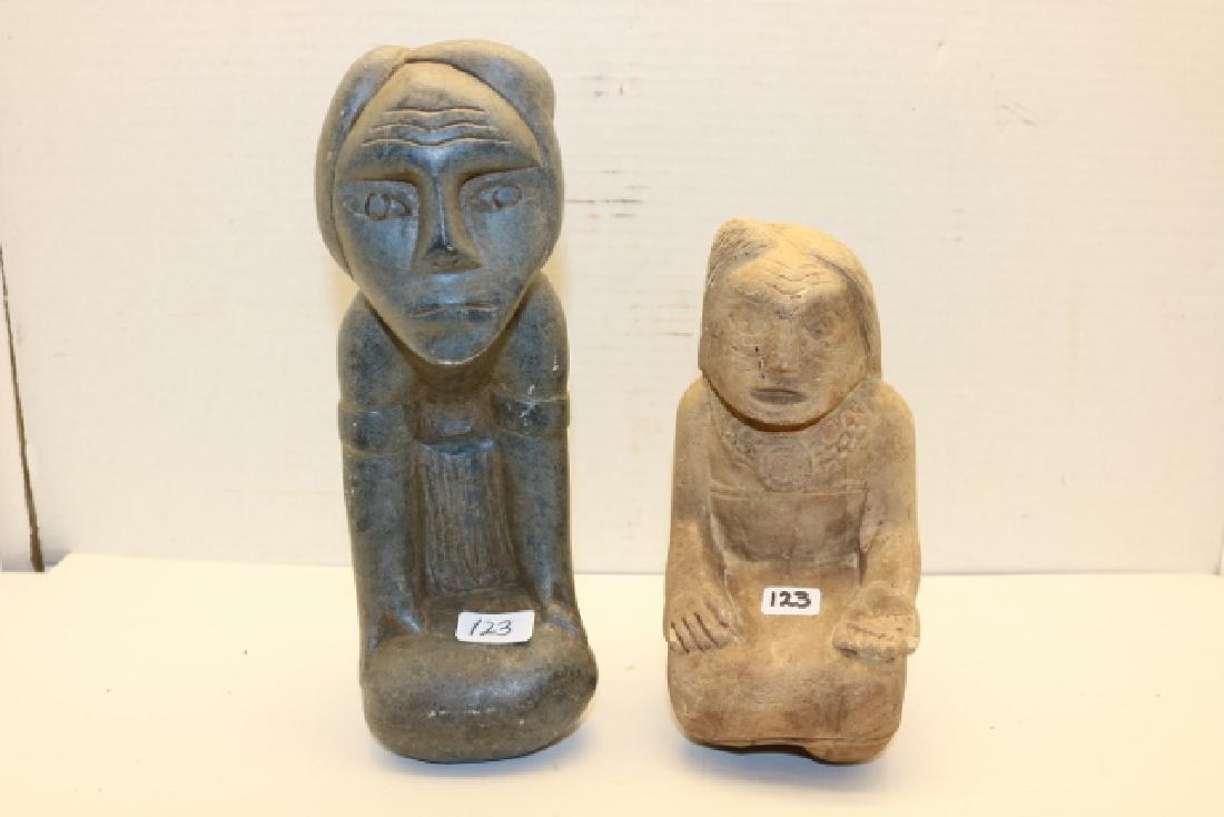 2 Stone Figures: 2 Stone Figures, age uncertain, largest 8 5/8"