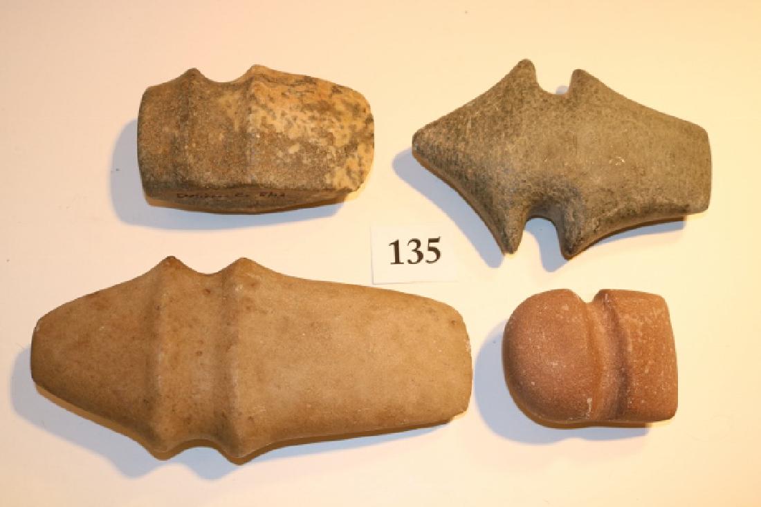 4 Assorted Stone Axes: 4 Assorted Stone Axes – all age uncertain, largest 9 1/4"