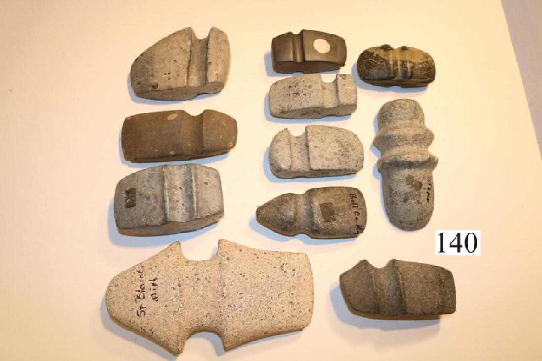 11 Assorted Stone Axes: 11 Assorted Stone Axes, all age uncertain, largest 7 1/4"